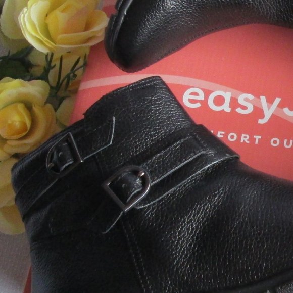 💫 SOLD - EASY SPIRIT AURELIA AUTHENTIC LEATHER BLACK ANKLE BOOTS - SIZE 7 - Picture 13 of 15